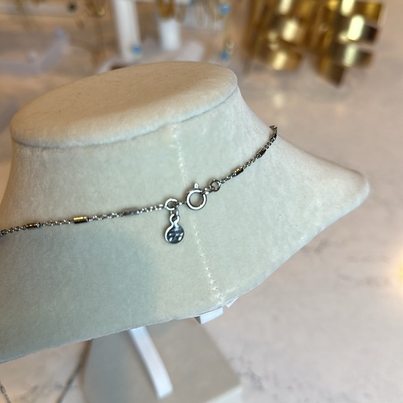 Loft long silver tone with gray metallic disc costume necklace - Picture 3 of 3